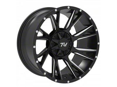 TW Offroad T12 Blade Gloss Black with Milled Spokes 5-Lug Wheel; 20x10; -12mm Offset (76-86 Jeep CJ7)