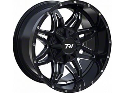 TW Offroad T2 Spider Gloss Black with Milled Spokes 5-Lug Wheel; 20x10; -12mm Offset (76-86 Jeep CJ7)