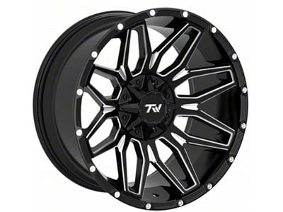 TW Offroad T3 Lotus Gloss Black with Milled Spokes 5-Lug Wheel; 20x10 (76-86 Jeep CJ7)