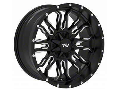 TW Offroad T8 Flame Gloss Black with Milled Spokes 5-Lug Wheel; 20x10 (76-86 Jeep CJ7)