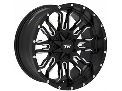 TW Offroad T8 Flame Gloss Black with Milled Spokes 5-Lug Wheel; 20x10; -12mm Offset (76-86 Jeep CJ7)