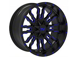 TW Offroad T8 Flame Gloss Black with Blue 6-Lug Wheel; 20x10; -12mm Offset (2024 Tacoma)