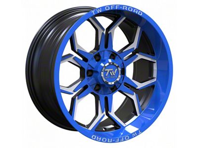 TW Offroad TF1 Black Machined with Blue 6-Lug Wheel; 20x10; -12mm Offset (2024 Tacoma)