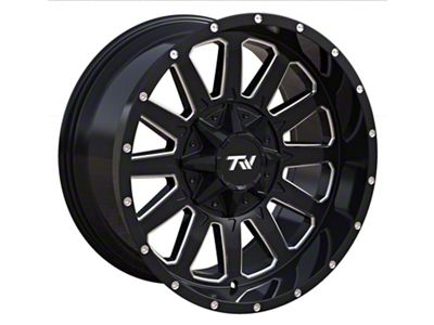 TW Offroad T5 Triangle Gloss Black with Milled Spokes 6-Lug Wheel; 20x10; -12mm Offset (17-24 Titan)