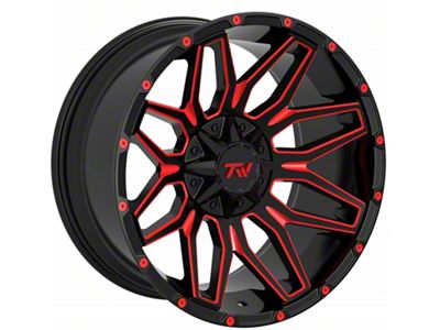 TW Offroad T3 Lotus Gloss Black with Red 6-Lug Wheel; 20x10; -12mm Offset (16-24 Titan XD)