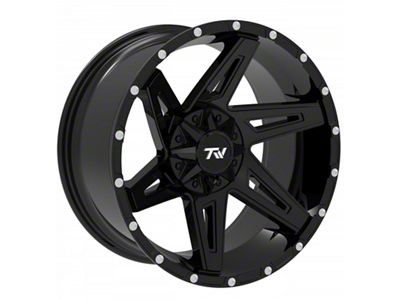 TW Offroad T4 Spin Gloss Black 6-Lug Wheel; 20x10; -12mm Offset (16-24 Titan XD)