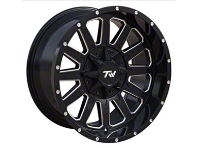 TW Offroad T5 Triangle Gloss Black with Milled Spokes 6-Lug Wheel; 20x10; -12mm Offset (16-24 Titan XD)