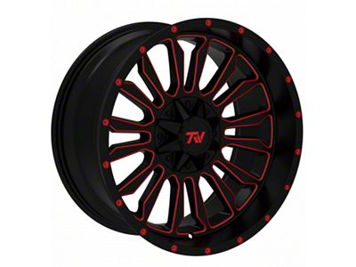 TW Offroad T6 Speed Gloss Black with Red 6-Lug Wheel; 20x10; -12mm Offset (16-24 Titan XD)