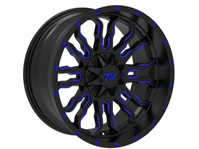 TW Offroad T8 Flame Gloss Black with Blue 6-Lug Wheel; 20x10; -12mm Offset (16-24 Titan XD)