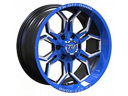 TW Offroad TF1 Black Machined with Blue 6-Lug Wheel; 20x10; -12mm Offset (16-24 Titan XD)