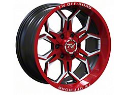 TW Offroad TF1 Black Machined with Red 6-Lug Wheel; 20x10; -12mm Offset (16-24 Titan XD)