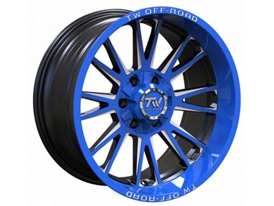 TW Offroad TF2 Black Machined with Blue 6-Lug Wheel; 20x10; -12mm Offset (16-24 Titan XD)