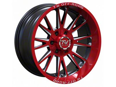 TW Offroad TF2 Black Machined with Red 6-Lug Wheel; 20x10; -12mm Offset (16-24 Titan XD)