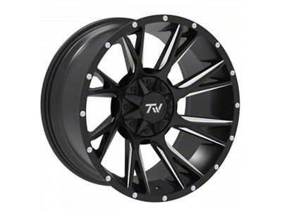 TW Offroad T12 Blade Gloss Black with Milled Spokes 5-Lug Wheel; 20x10; -12mm Offset (14-21 Tundra)