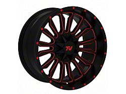 TW Offroad T6 Speed Gloss Black with Red 6-Lug Wheel; 20x10; -12mm Offset (22-24 Tundra)