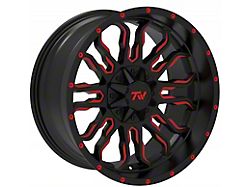 TW Offroad T8 Flame Gloss Black with Red 6-Lug Wheel; 20x10; -12mm Offset (22-24 Tundra)