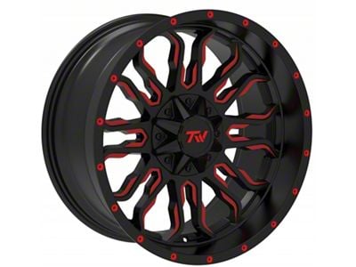 TW Offroad T8 Flame Gloss Black with Red 6-Lug Wheel; 20x10; -12mm Offset (22-24 Tundra)