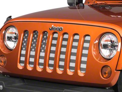 Under The Sun Inserts Grille Insert; Black and White Flag (07-18 Jeep Wrangler JK)