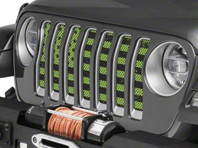 Under The Sun Inserts Grille Insert; Distressed Lime Green (18-23 Jeep Wrangler JL w/o TrailCam; 2024 Jeep Wrangler JL Sport)