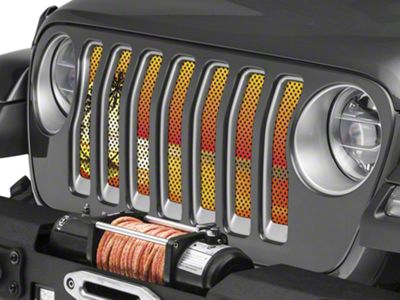 Under The Sun Inserts Grille Insert; Endless Summer Orange Palm Tree (18-23 Jeep Wrangler JL w/o TrailCam; 2024 Jeep Wrangler JL Sport)