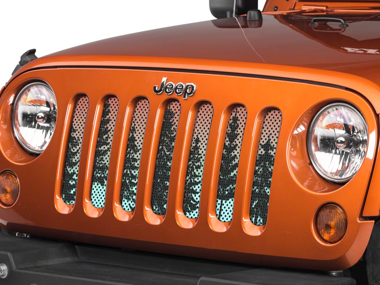 Under The Sun Inserts Jeep Wrangler Grille Insert; Pine Trees Red Sky ...