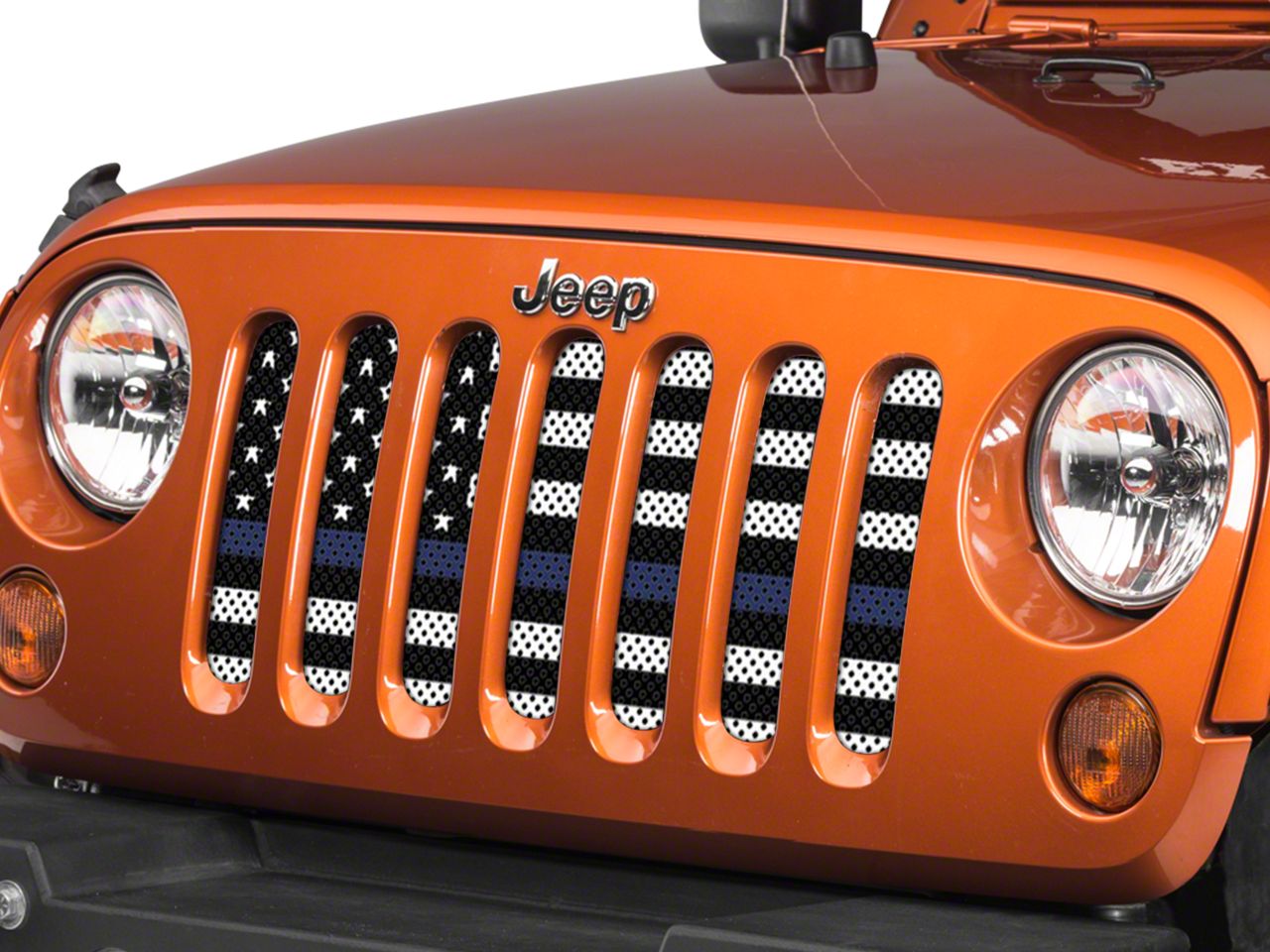 Under The Sun Inserts Jeep Wrangler Grille Insert; Thin Blue Line Black ...