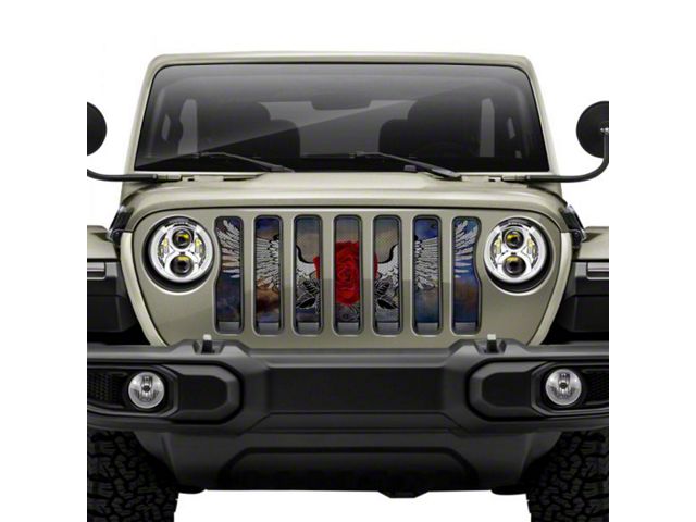 Under The Sun Inserts Grille Insert; Angel Wings (20-23 Jeep Gladiator JT w/o TrailCam; 2024 Jeep Gladiator JT Sport)