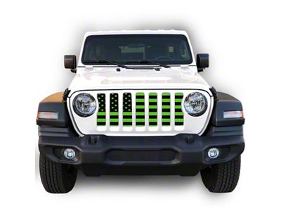 Under The Sun Inserts Grille Insert; Black and Green (20-23 Jeep Gladiator JT w/o TrailCam; 2024 Jeep Gladiator JT Sport)