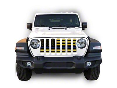 Under The Sun Inserts Grille Insert; Black and Yellow Thin Blue Line (20-23 Jeep Gladiator JT w/o TrailCam; 2024 Jeep Gladiator JT Sport)