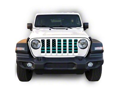Under The Sun Inserts Grille Insert; Distressed Black and Light Blue (20-23 Jeep Gladiator JT w/o TrailCam; 2024 Jeep Gladiator JT Sport)