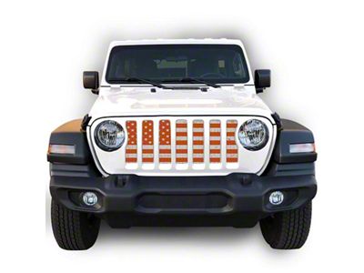 Under The Sun Inserts Grille Insert; Distressed White and Orange (20-23 Jeep Gladiator JT w/o TrailCam; 2024 Jeep Gladiator JT Sport)
