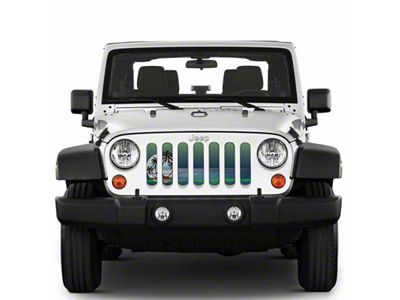 Under The Sun Inserts Grille Insert; Endless Summer Blue and Green Palm Tree (20-23 Jeep Gladiator JT w/o TrailCam; 2024 Jeep Gladiator JT Sport)