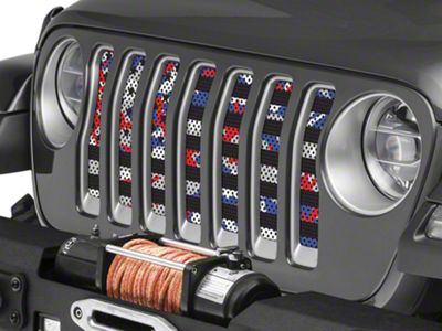 Under The Sun Inserts Grille Insert; Patriot Colors Camo Stars and Stripes (20-23 Jeep Gladiator JT w/o TrailCam; 2024 Jeep Gladiator JT Sport)