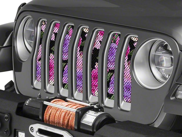 Under The Sun Inserts Grille Insert; Pink Roses (20-23 Jeep Gladiator JT w/o TrailCam; 2024 Jeep Gladiator JT Sport)