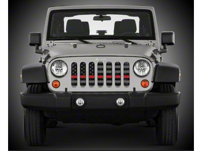 Under The Sun Inserts Grille Insert; Thin Red Line Distressed (20-23 Jeep Gladiator JT w/o TrailCam; 2024 Jeep Gladiator JT Sport)