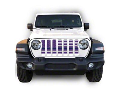 Under The Sun Inserts Grille Insert; White and Purple Thin Blue Line (20-23 Jeep Gladiator JT w/o TrailCam; 2024 Jeep Gladiator JT Sport)