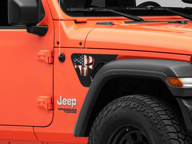 Under The Sun Inserts Fender Vent Decals; Punisher Old Glory (18-24 Jeep Wrangler JL)