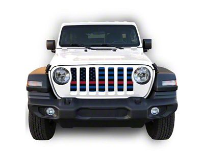 Under The Sun Inserts Grille Insert; Black and Blue Thin Blue Line (18-23 Jeep Wrangler JL w/o TrailCam; 2024 Jeep Wrangler JL Sport)