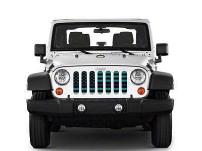 Under The Sun Inserts Grille Insert; Black and Light Blue Thin Blue Line (07-18 Jeep Wrangler JK)