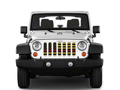 Under The Sun Inserts Grille Insert; Black and Yellow Thin Red Line (07-18 Jeep Wrangler JK)