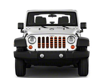 Under The Sun Inserts Grille Insert; Distressed Black and Orange (07-18 Jeep Wrangler JK)