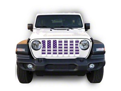 Under The Sun Inserts Grille Insert; Distressed White and Purple (18-23 Jeep Wrangler JL w/o TrailCam; 2024 Jeep Wrangler JL Sport)