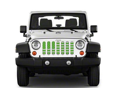Under The Sun Inserts Grille Insert; White and Green (07-18 Jeep Wrangler JK)