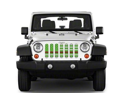 Under The Sun Inserts Grille Insert; White and Green Thin Red Line (07-18 Jeep Wrangler JK)