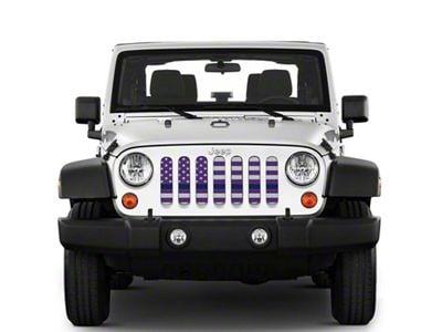 Under The Sun Inserts Grille Insert; White and Purple Thin Blue Line (07-18 Jeep Wrangler JK)