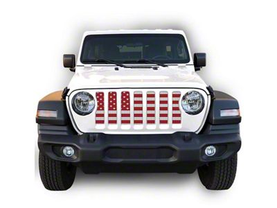 Under The Sun Inserts Grille Insert; White and Red (18-23 Jeep Wrangler JL w/o TrailCam; 2024 Jeep Wrangler JL Sport)