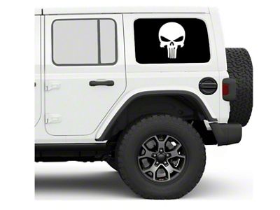 Under The Sun Inserts Hard Top Rear Side Window Decals; Punisher Black and White (07-24 Jeep Wrangler JK & JL 4-Door)