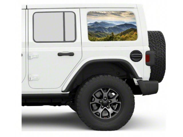 Under The Sun Inserts Hard Top Rear Side Window Decals; Smoky MT (07-24 Jeep Wrangler JK & JL 4-Door)