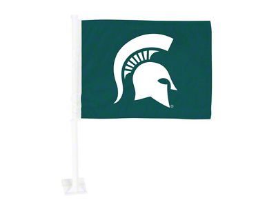 Car Flag with Michigan State University Logo; Green (Universal; Some Adaptation May Be Required)