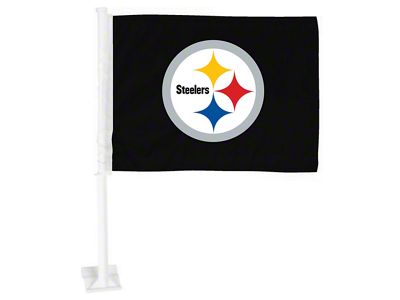 Car Flag with Pittsburgh Steelers Logo; Black (Universal; Some Adaptation May Be Required)